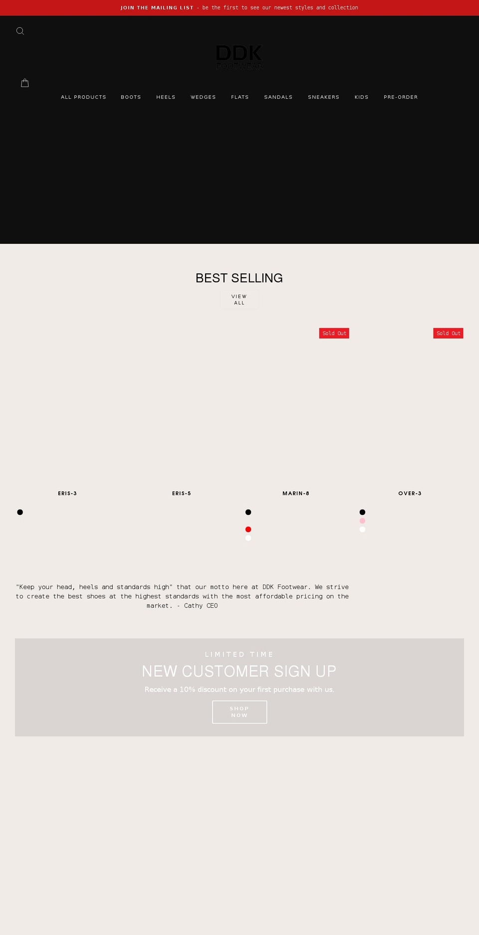 ddkfootwear.com shopify website screenshot