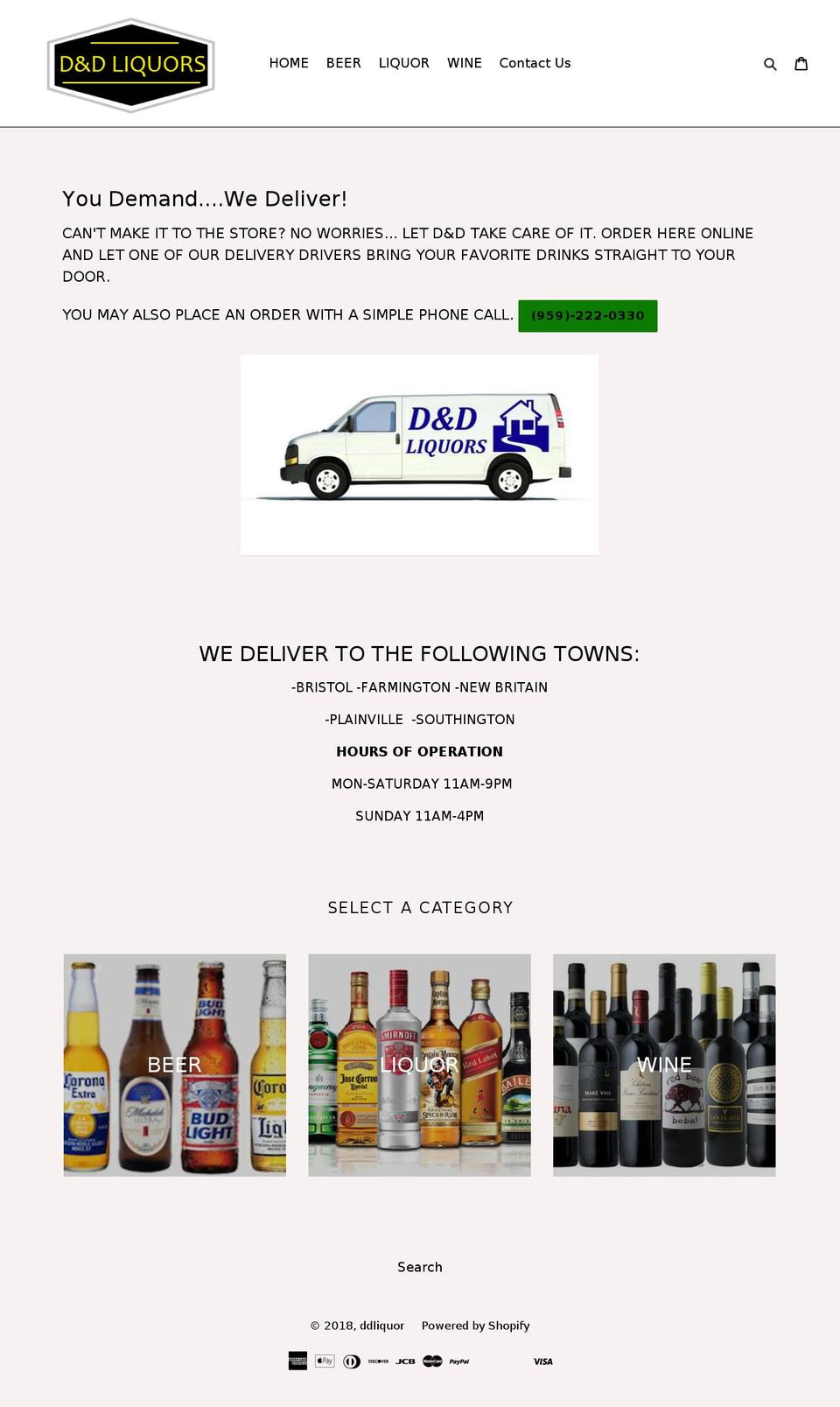 ddliquors.com — Shopify storefront screenshot