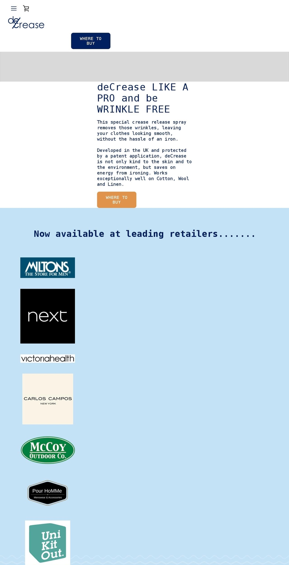 de-crease.com shopify website screenshot