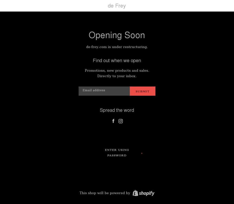 de-frey.com shopify website screenshot