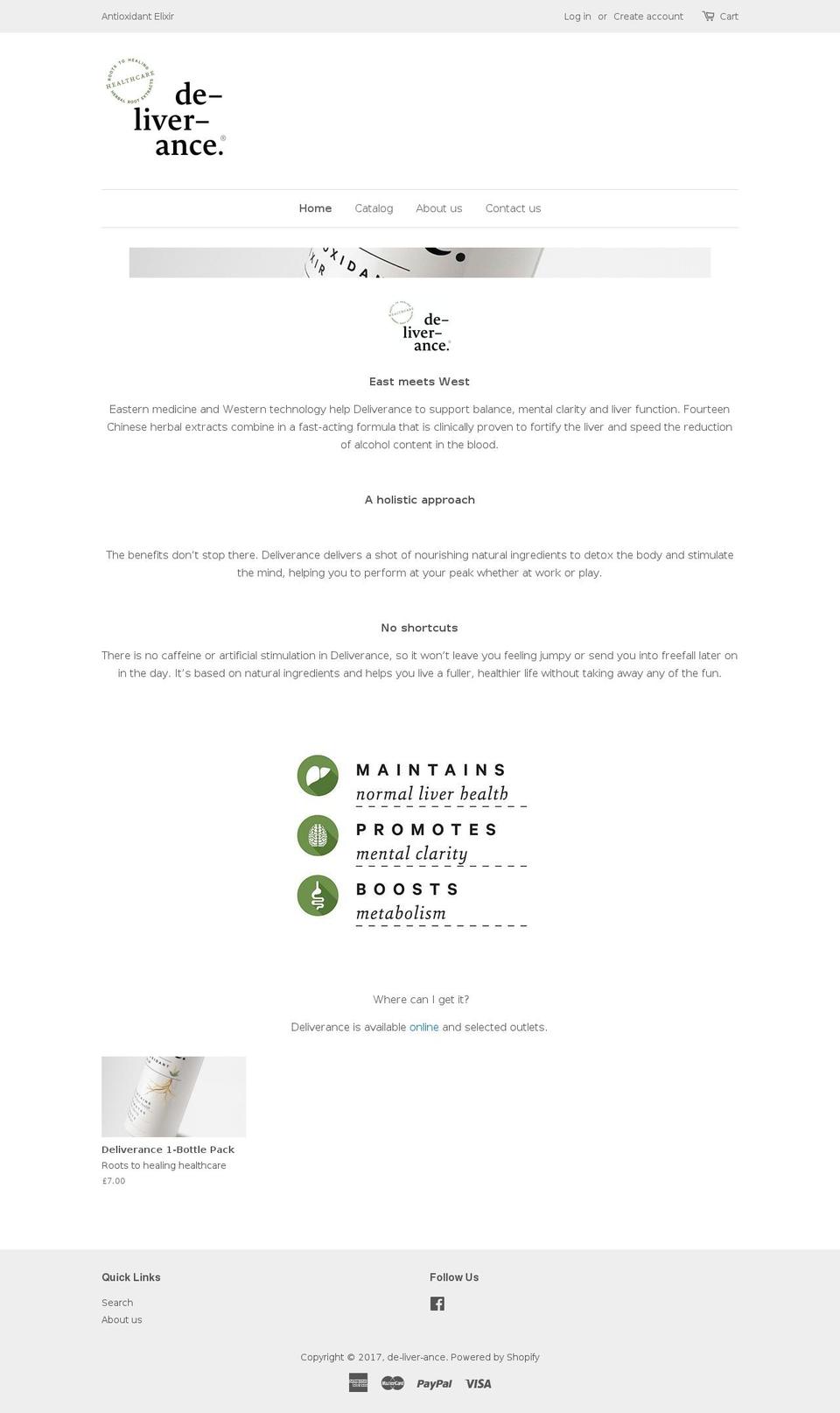 de-liver-ance.com shopify website screenshot