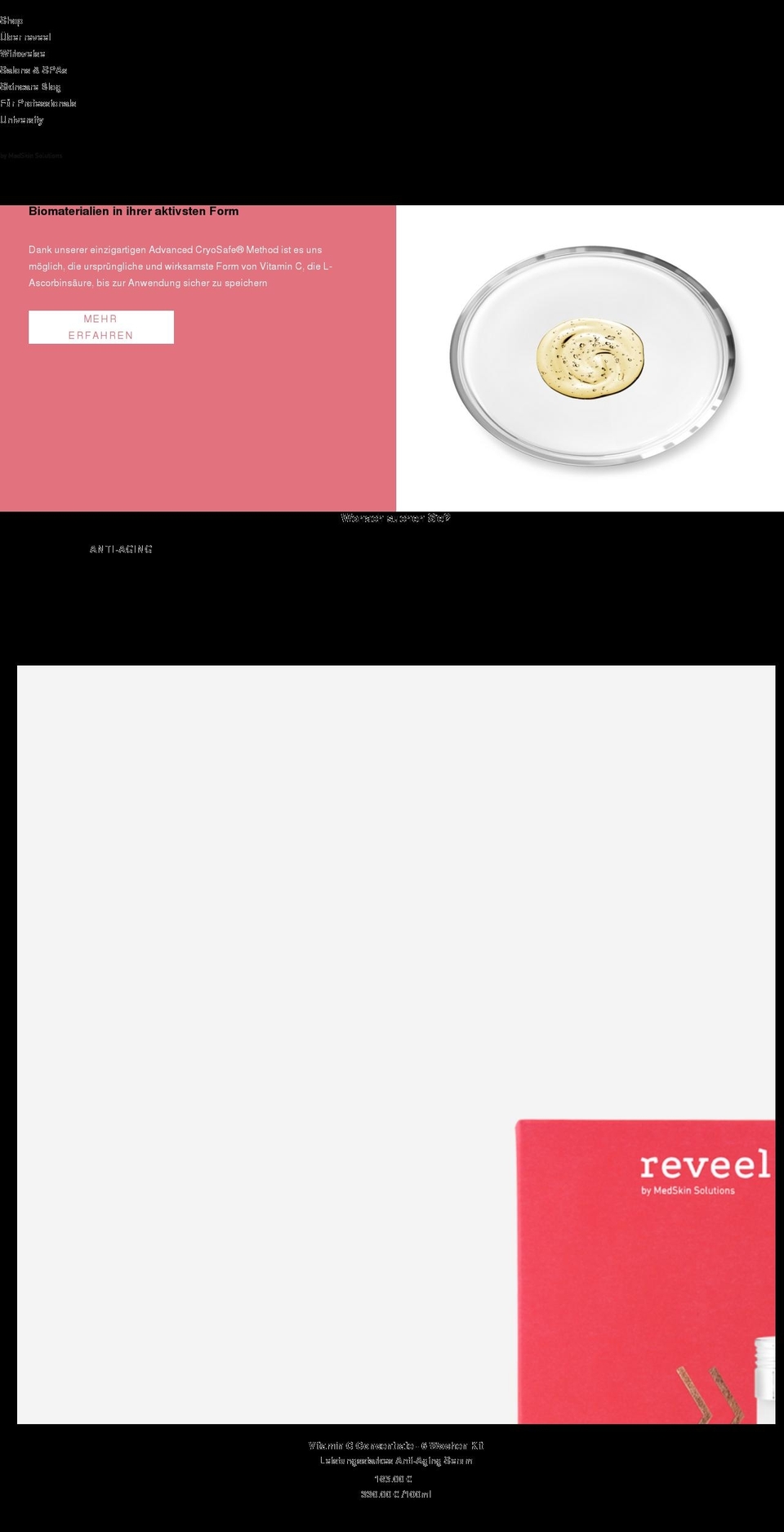 de.reveel-skincare.com shopify website screenshot
