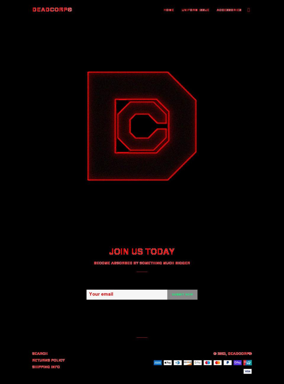 dead-corp.org.uk shopify website screenshot