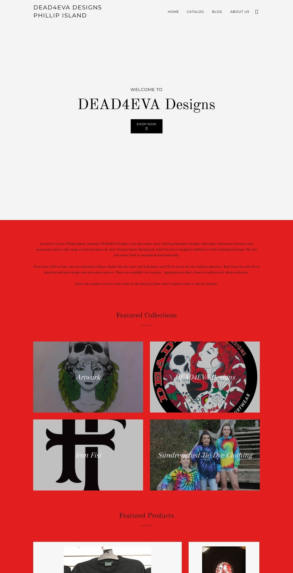dead4eva-designs.com shopify website screenshot