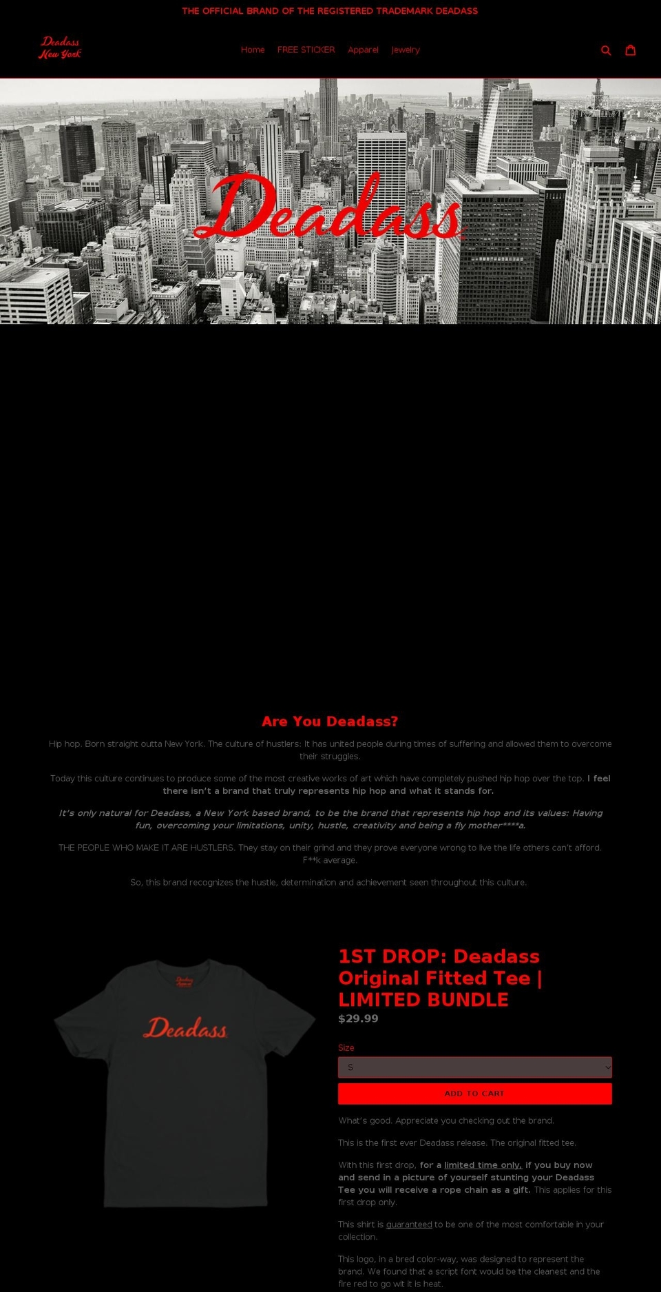 deadassnewyork.com — Shopify storefront screenshot