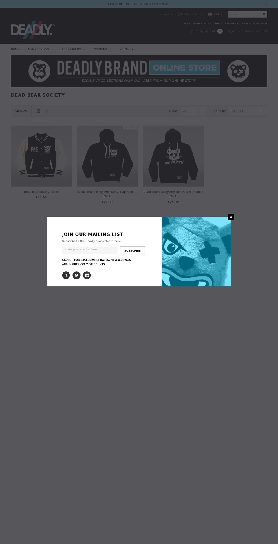 deadbearsociety.com shopify website screenshot