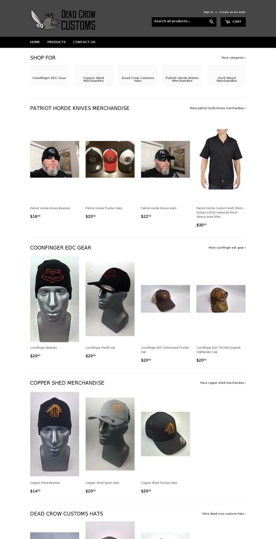 deadcrowcustoms.com shopify website screenshot