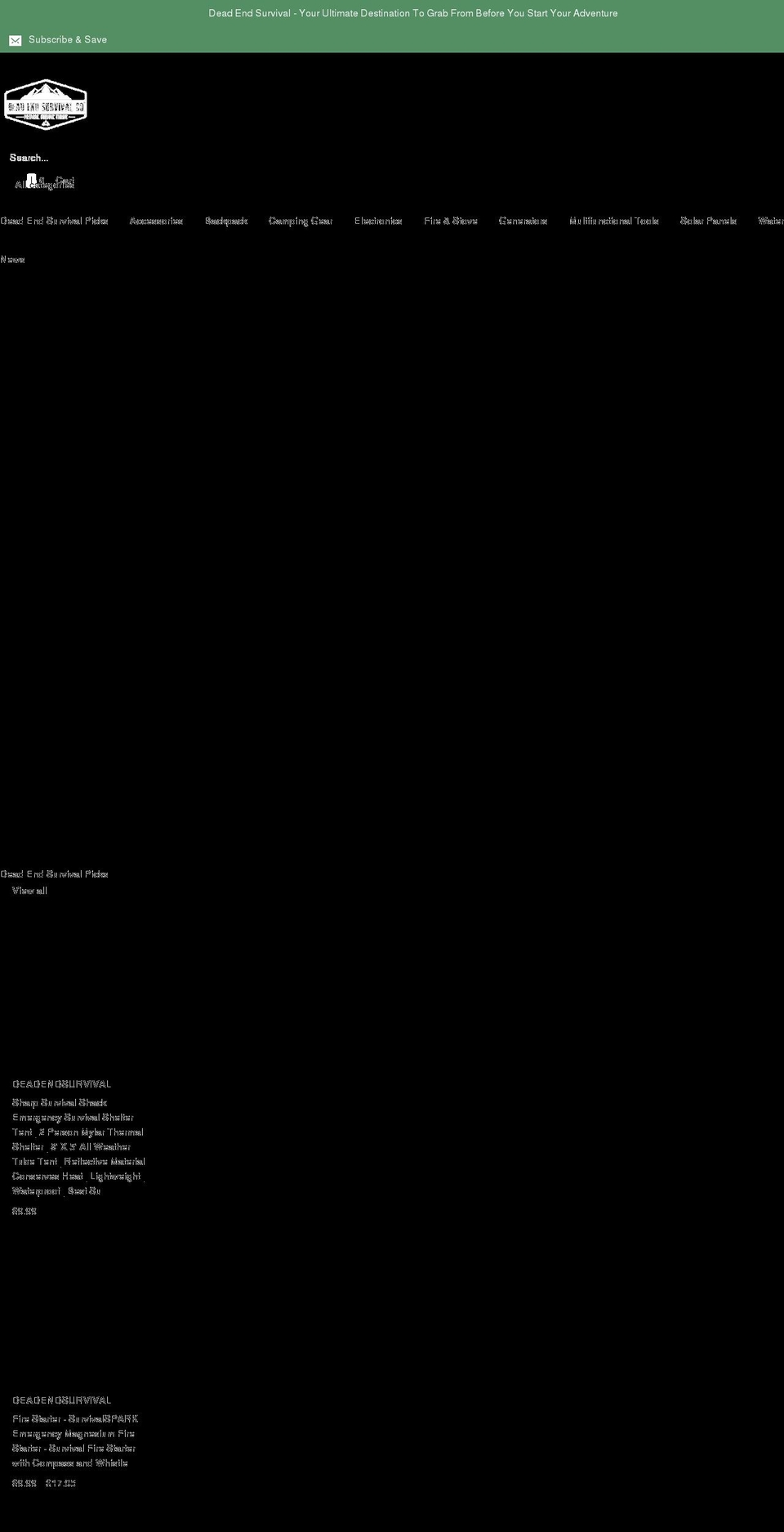 deadendsurvival.com shopify website screenshot