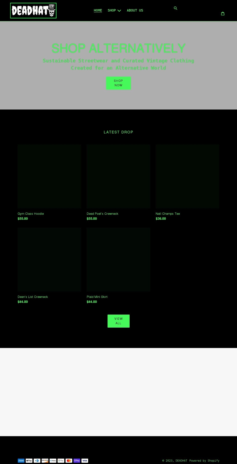 deadhatclothing.com shopify website screenshot