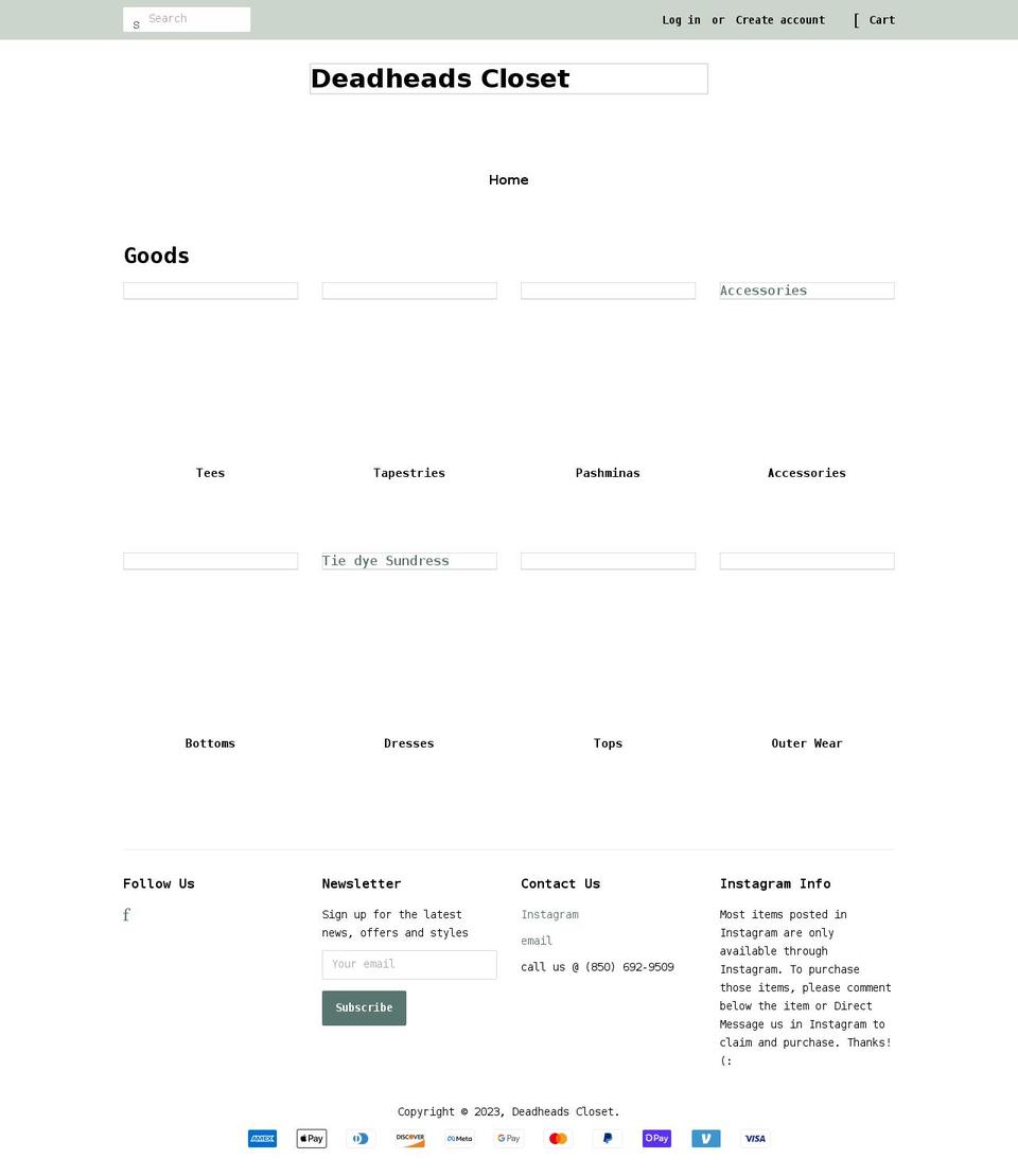 deadheadscloset.com shopify website screenshot