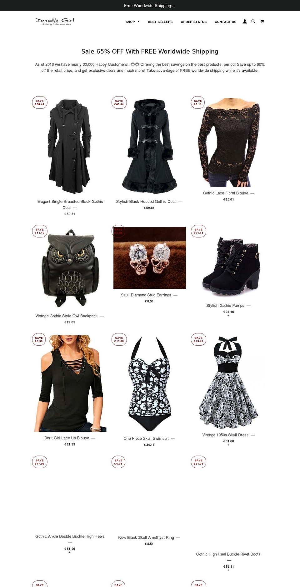 deadlygirl.com — Shopify storefront screenshot