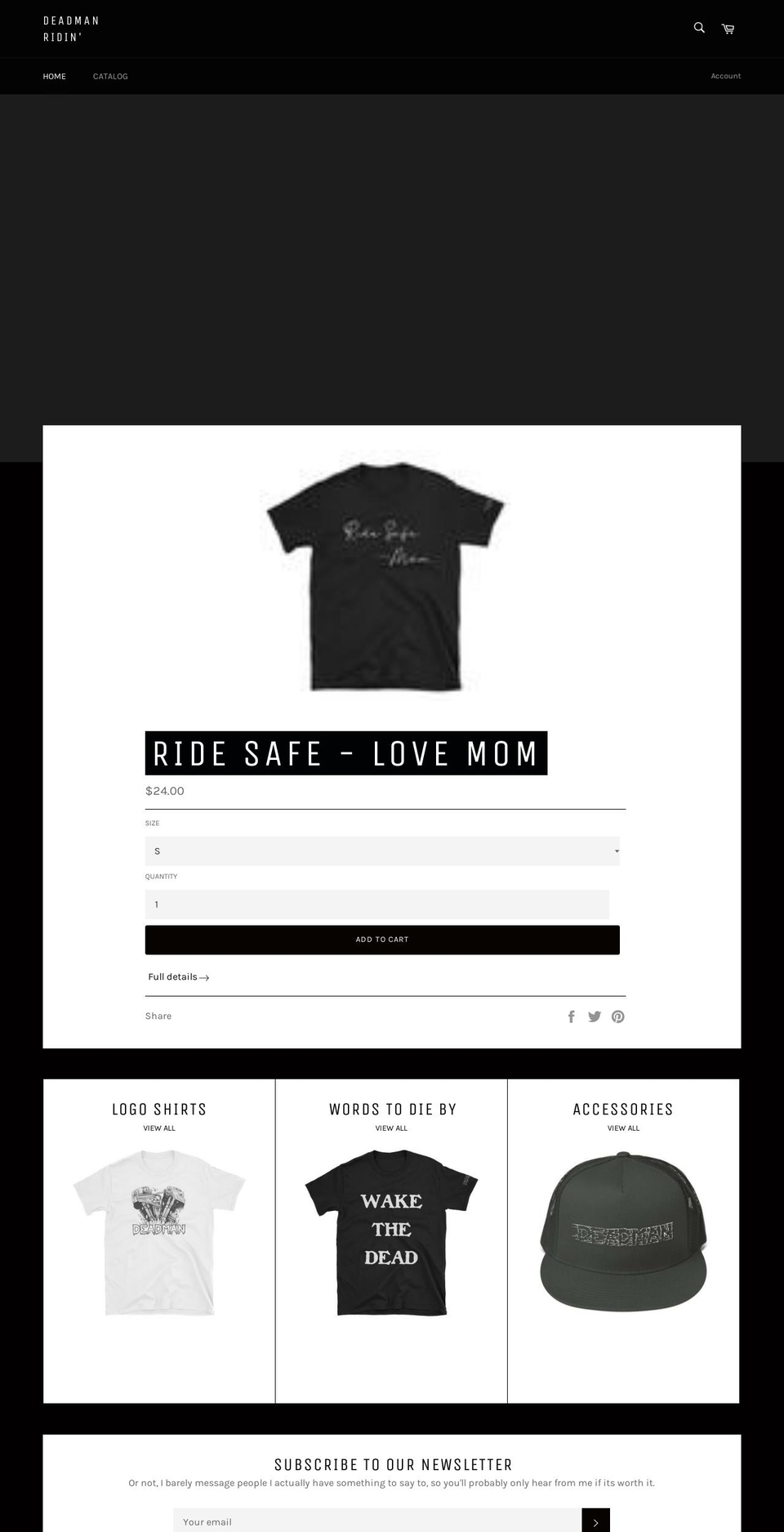 deadmanridin.com — Shopify storefront screenshot
