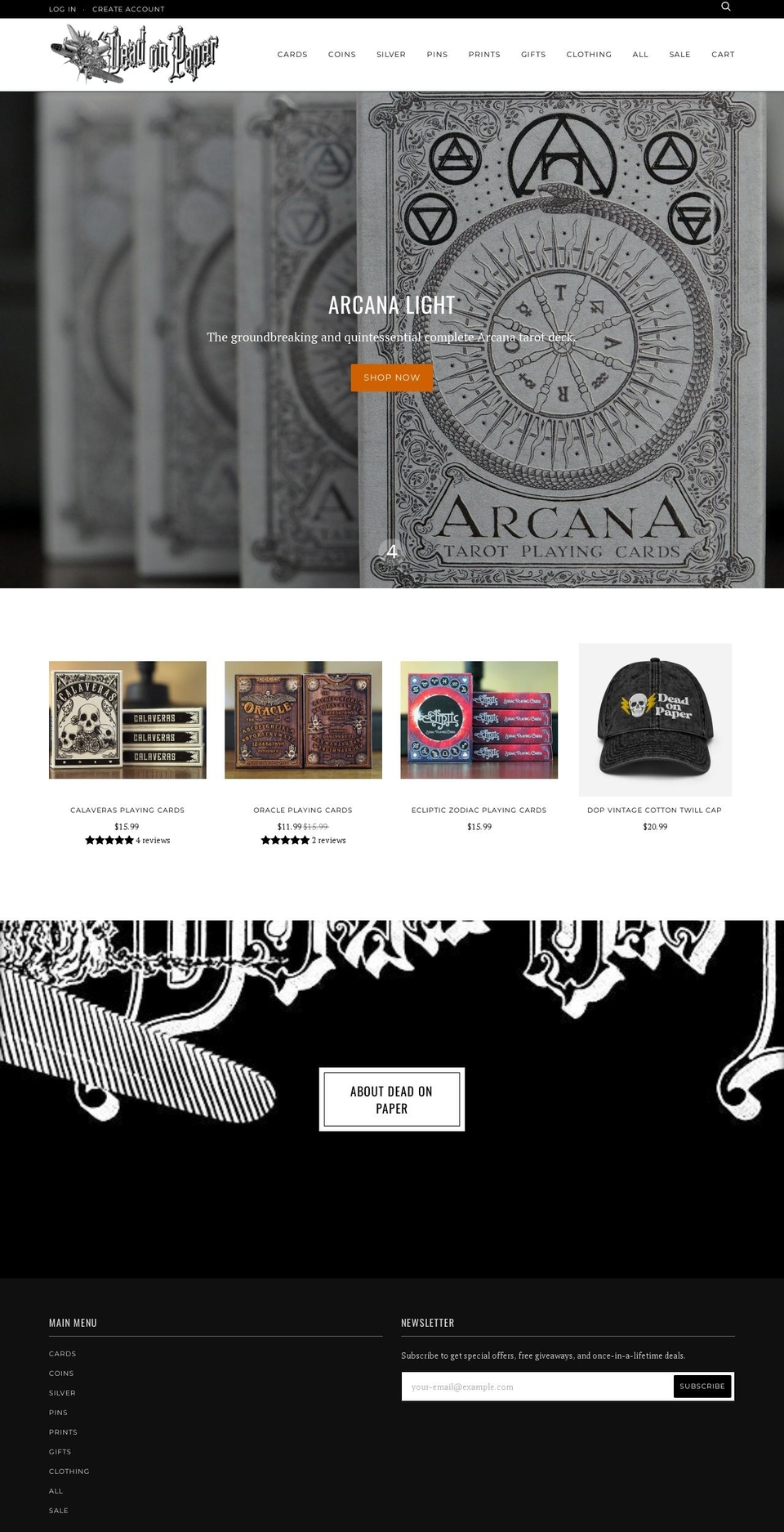 deadonpaper.myshopify.com — Shopify storefront screenshot