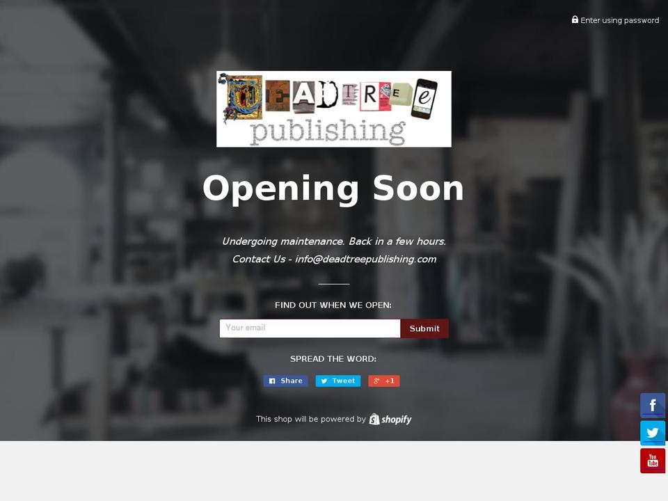deadtreepublishing.com shopify website screenshot