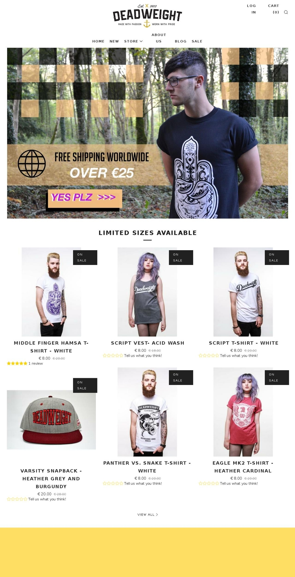 deadweightclothing.com shopify website screenshot