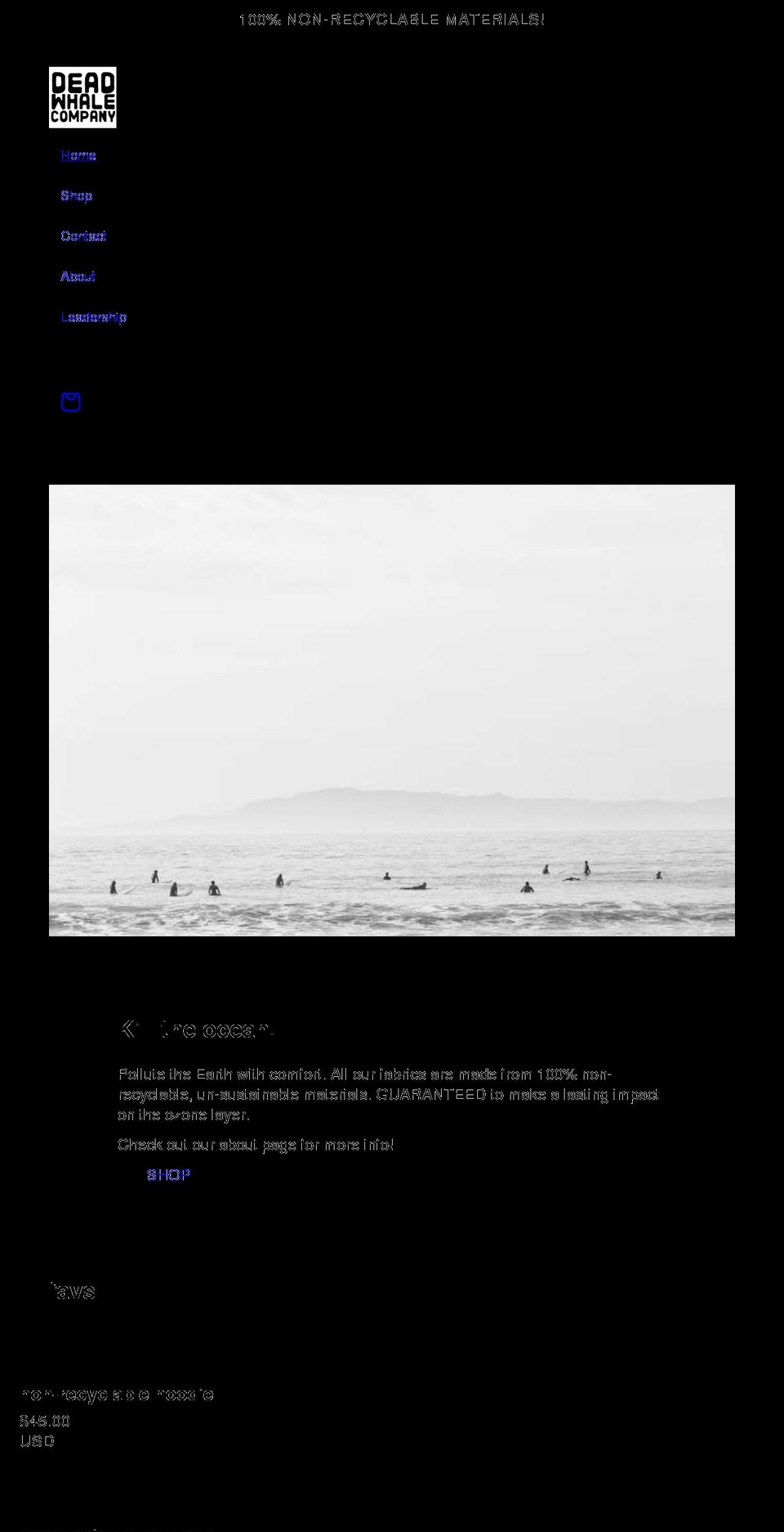 deadwhale.co shopify website screenshot