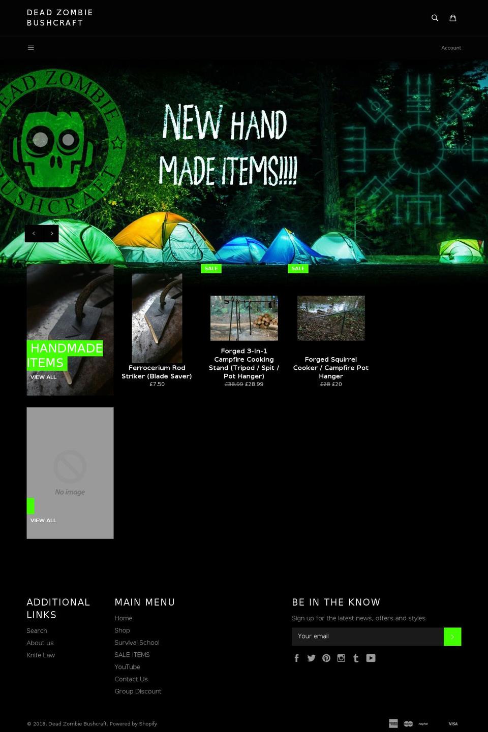 deadzombiebushcraft.com — Shopify storefront screenshot