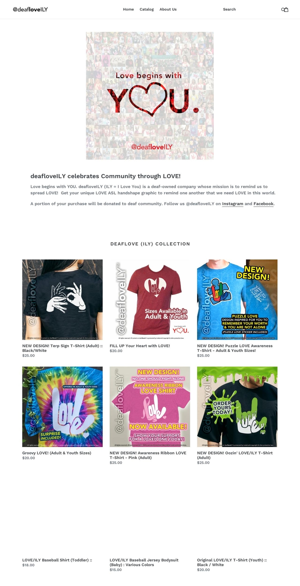 deafloveily.com shopify website screenshot