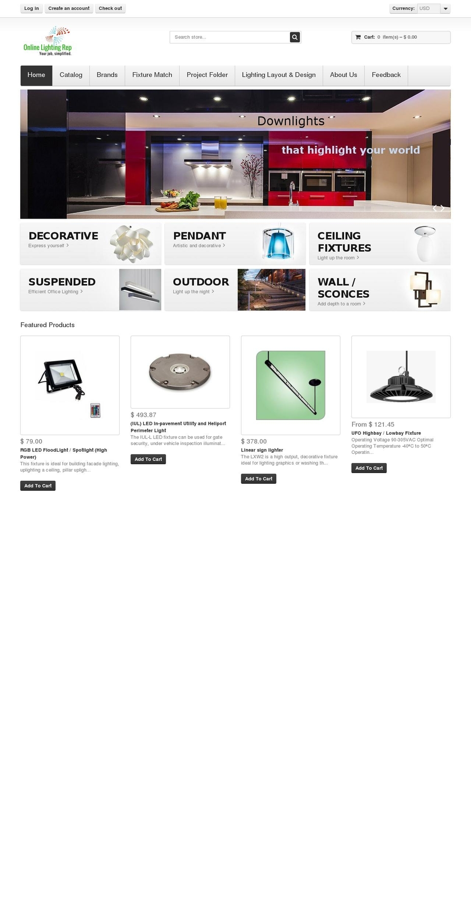 dealer.lighting shopify website screenshot
