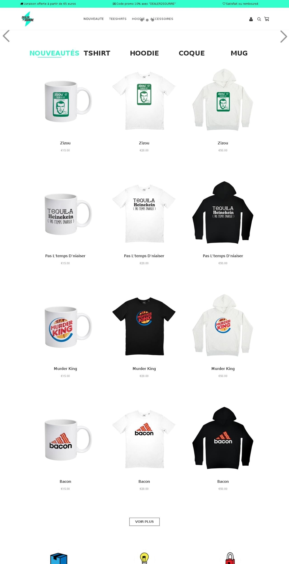 dealerdesourire.com shopify website screenshot