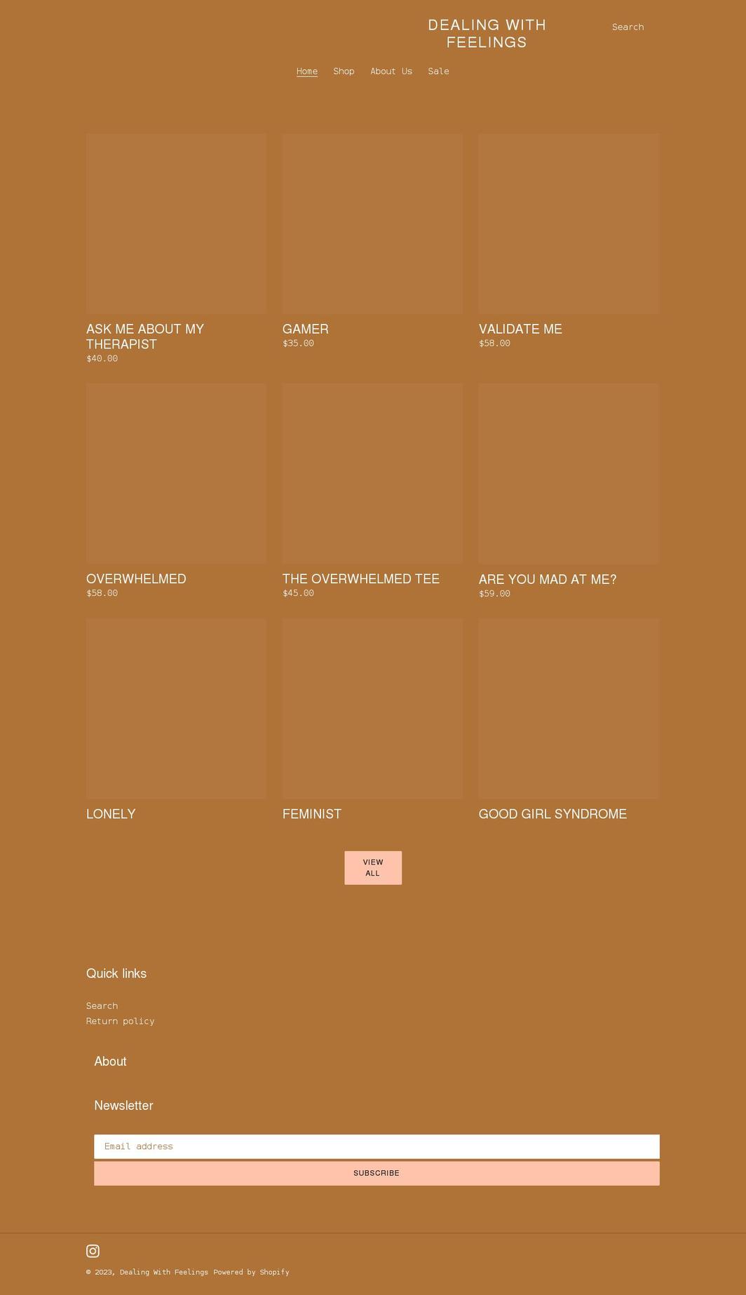 dealingwithfeelingsco.com shopify website screenshot