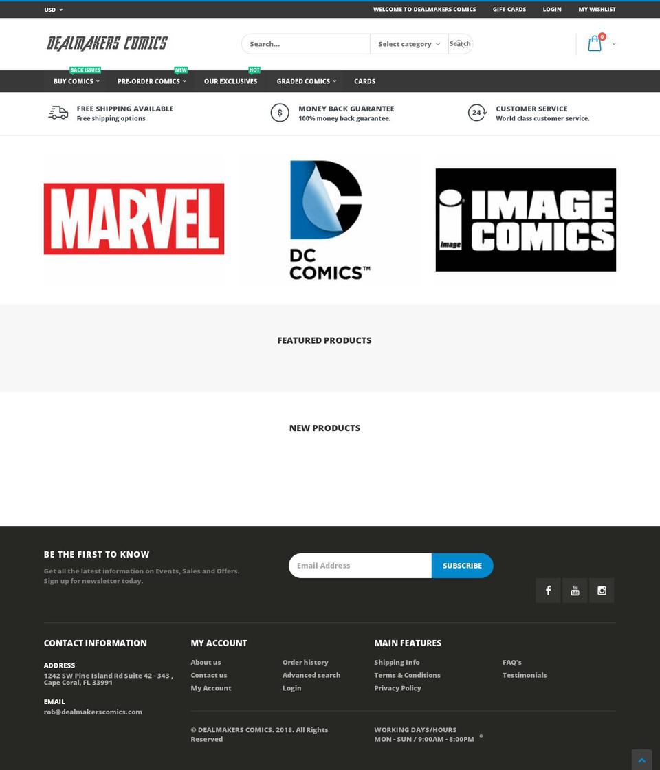 dealmakerscomics.com — Shopify storefront screenshot