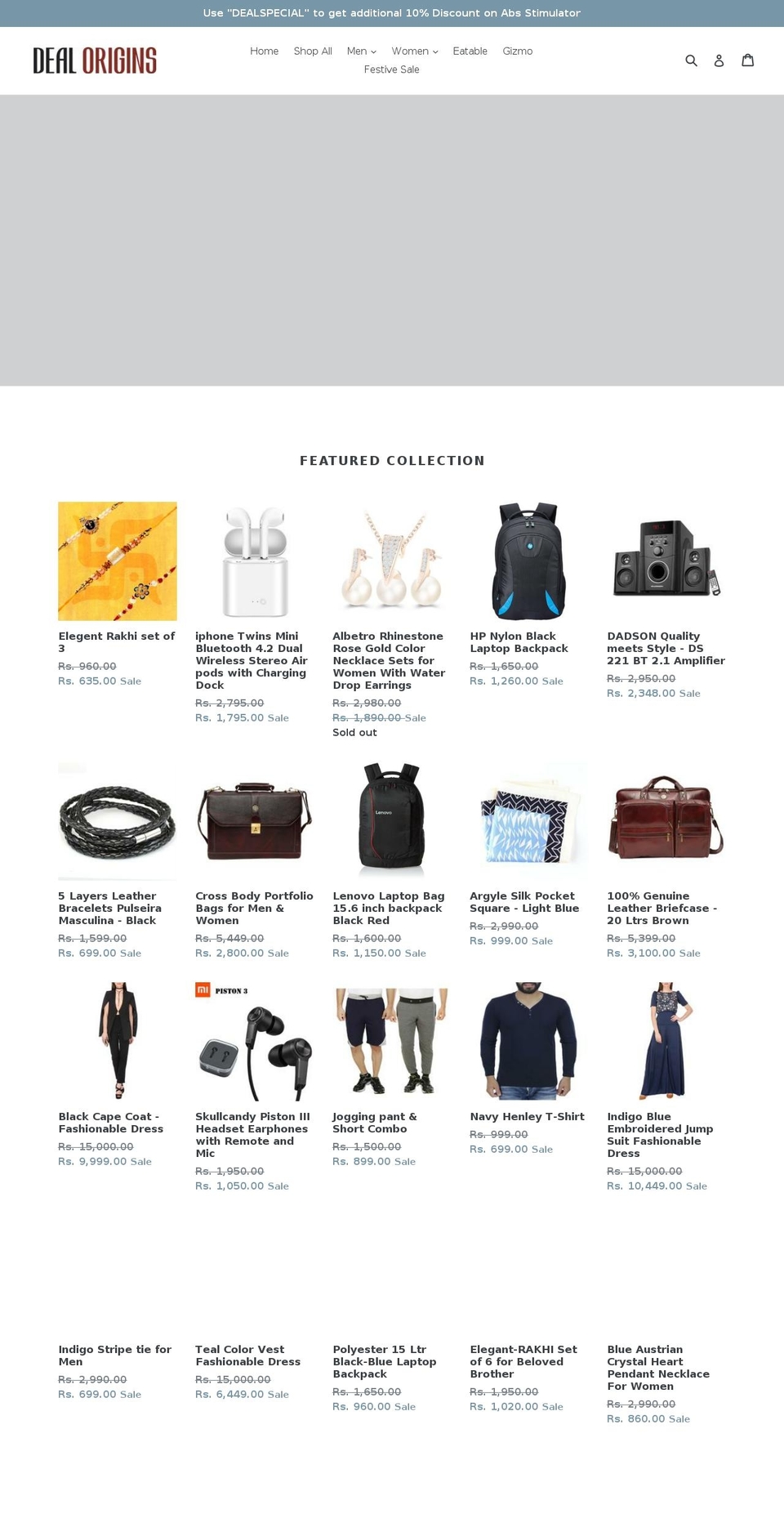 dealorigins.com — Shopify storefront screenshot