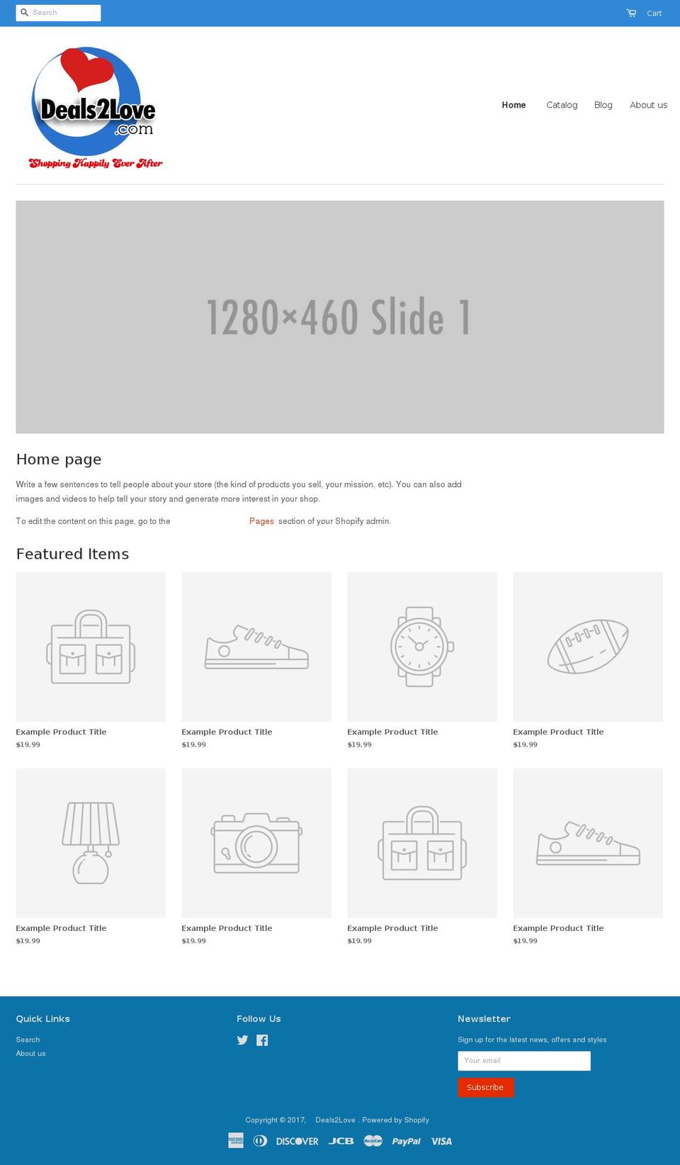deals2love.com shopify website screenshot