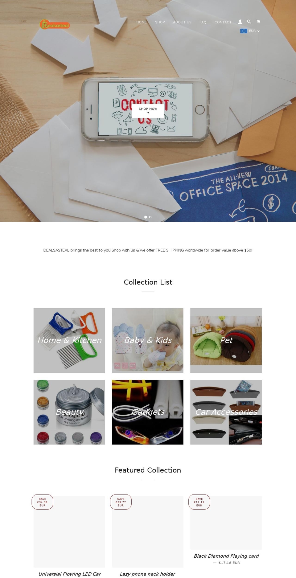 dealsasteal.com shopify website screenshot