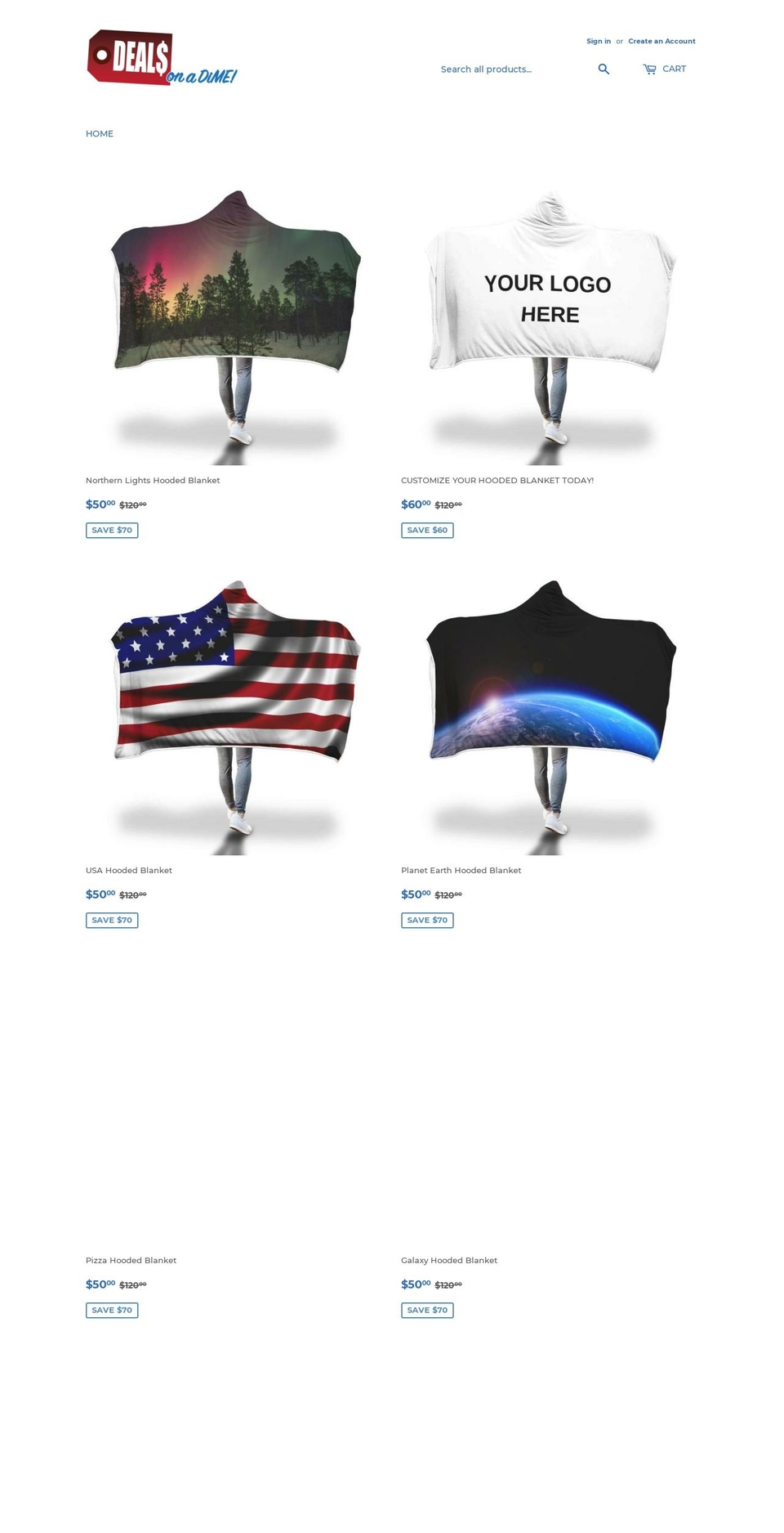 dealsonadime.com — Shopify storefront screenshot