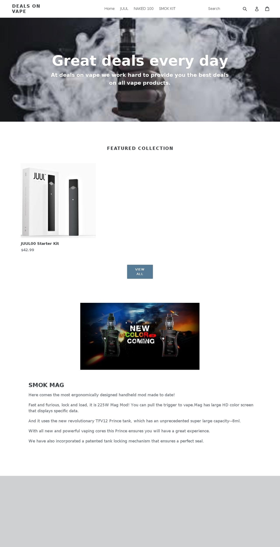 dealsonvape.com — Shopify storefront screenshot