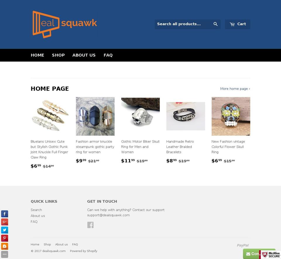 dealsquawk.com shopify website screenshot
