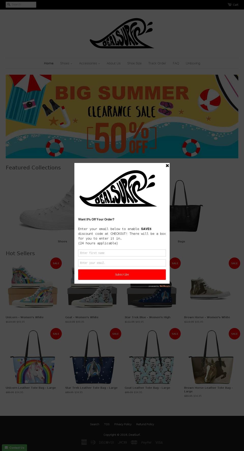 dealsurf.co shopify website screenshot