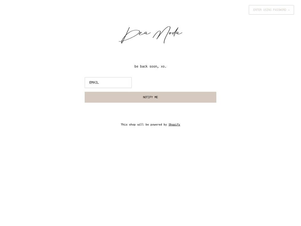 deamodaboutique.com shopify website screenshot
