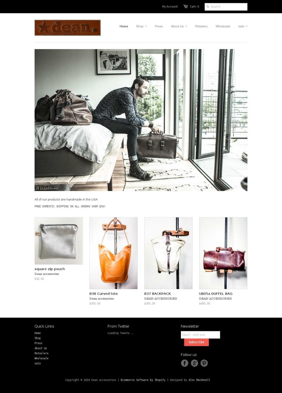 dean-accessories.myshopify.com shopify website screenshot