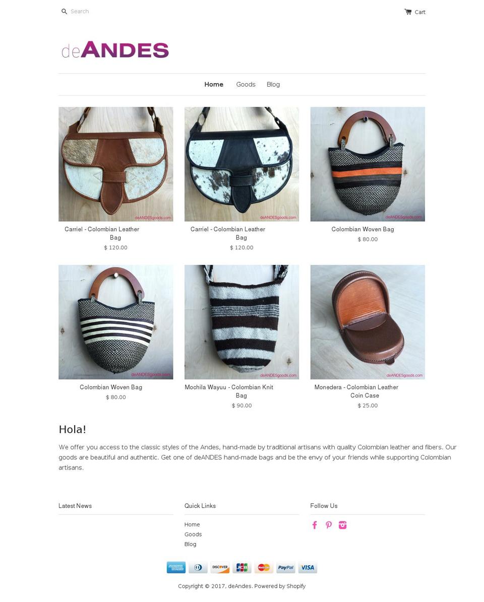 deandesgoods.com shopify website screenshot