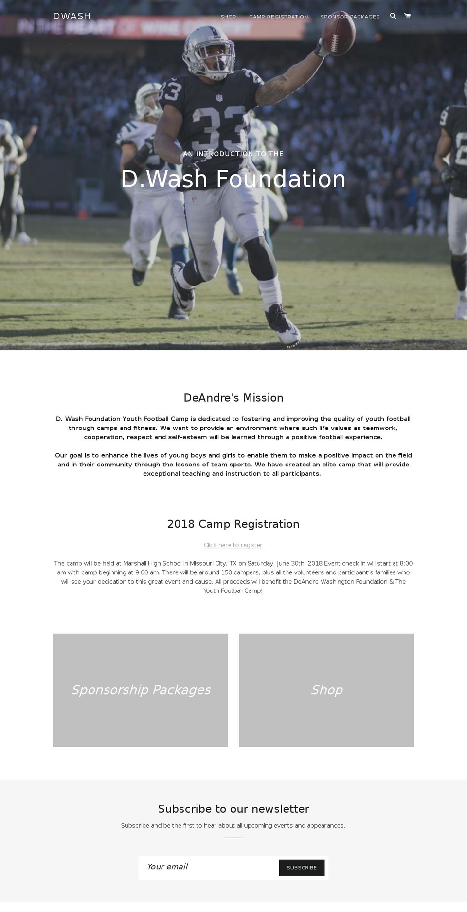 deandrewashington.com — Shopify storefront screenshot