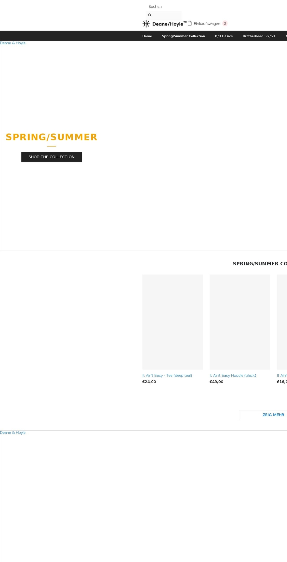 deane-and-hoyle.com shopify website screenshot