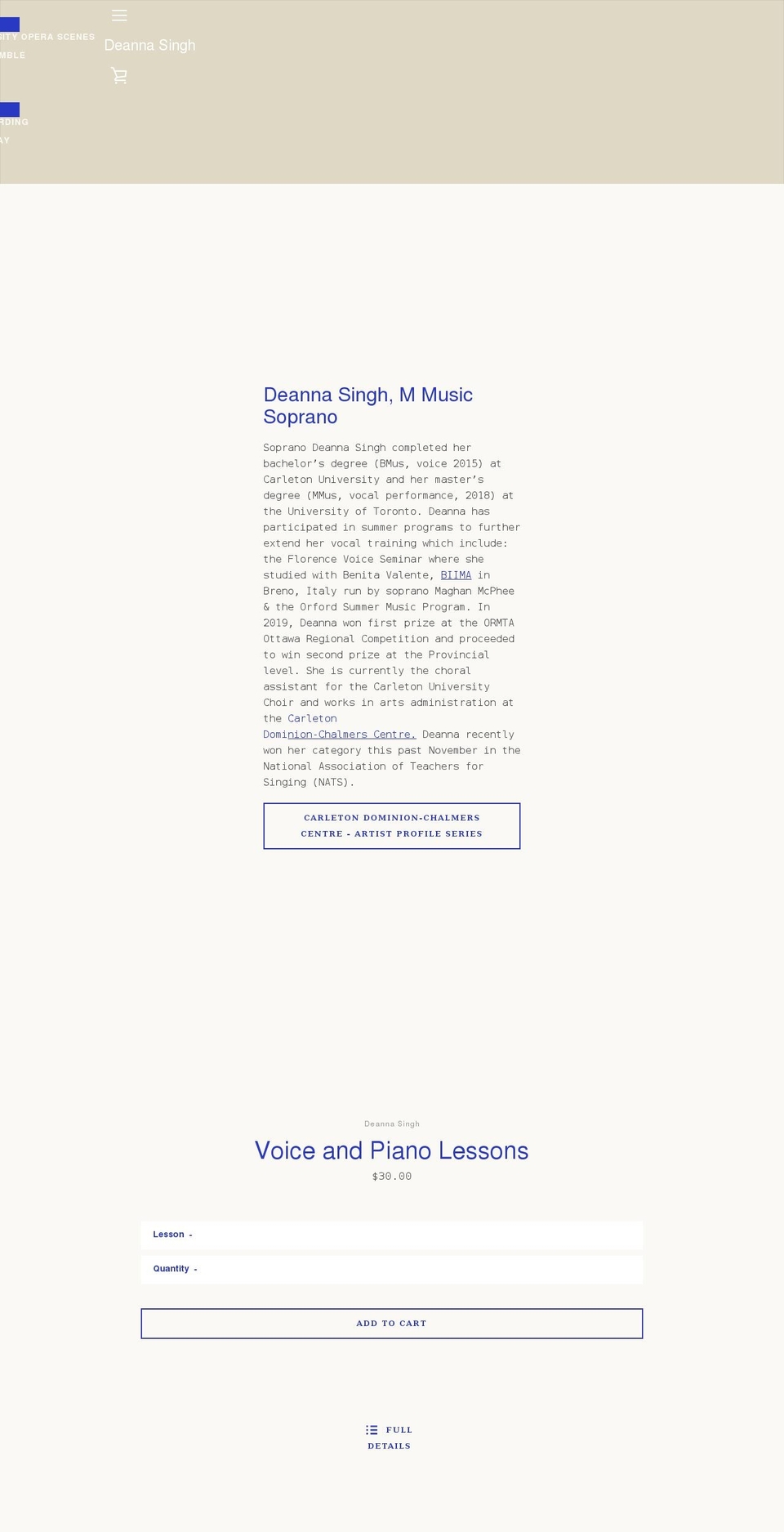 deanna-singh.com shopify website screenshot