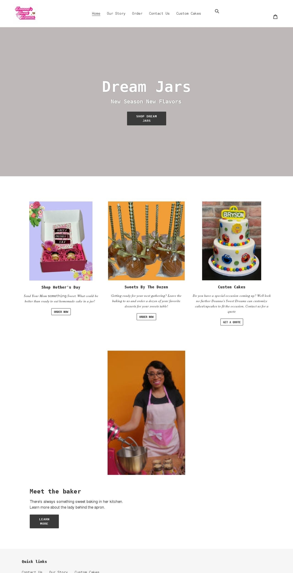 deannasweetdreams.com shopify website screenshot
