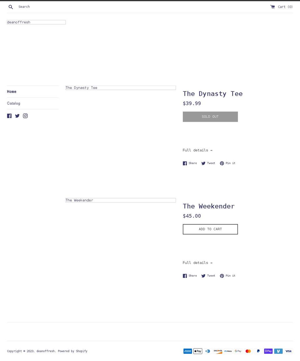 deanoffresh.com shopify website screenshot