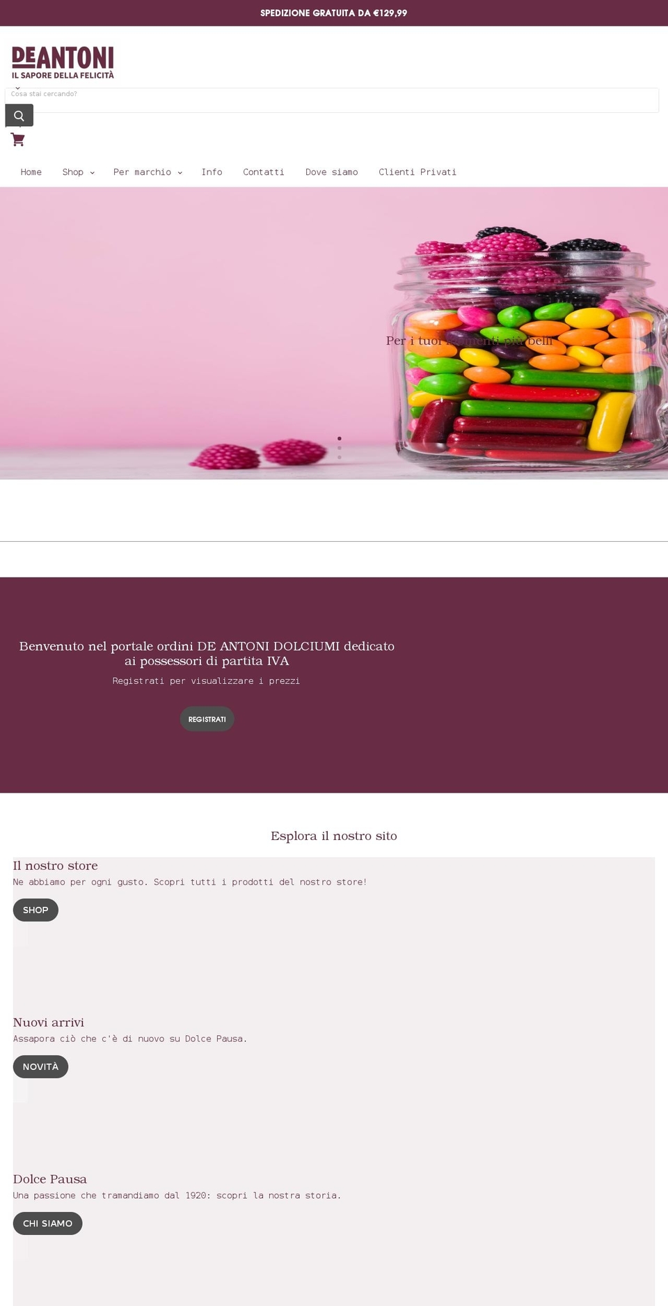 deantonidolciumi.it shopify website screenshot