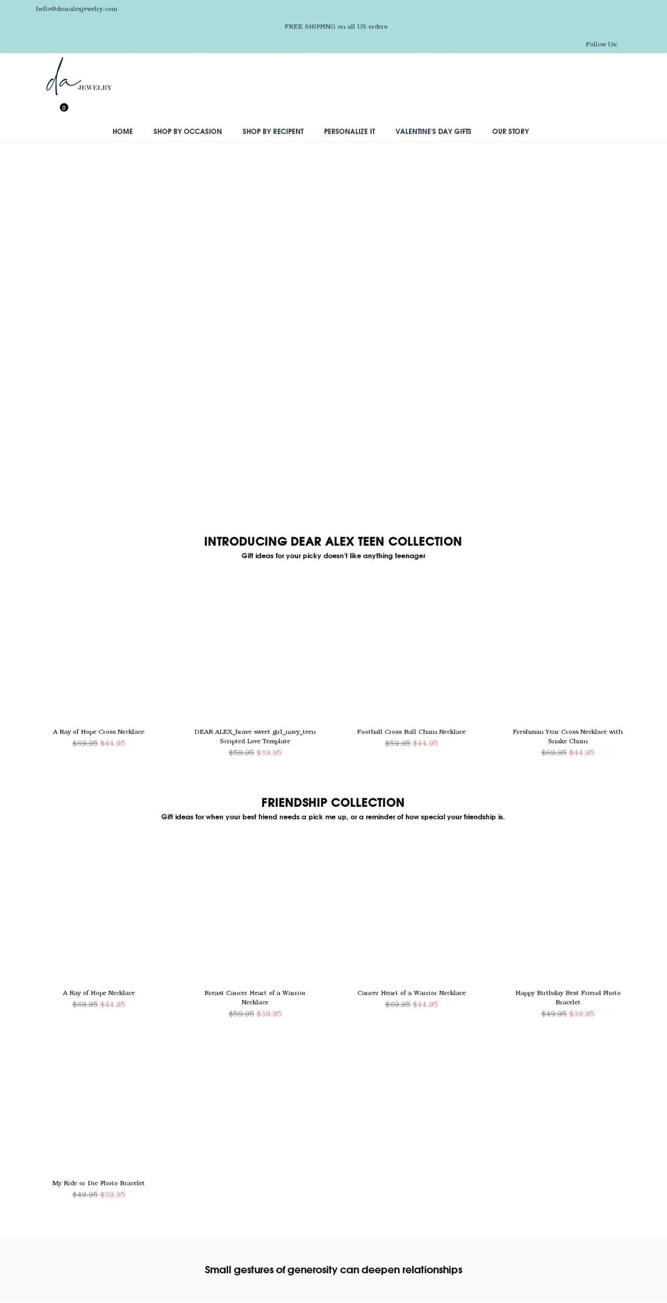 dearalexjewelry.com shopify website screenshot