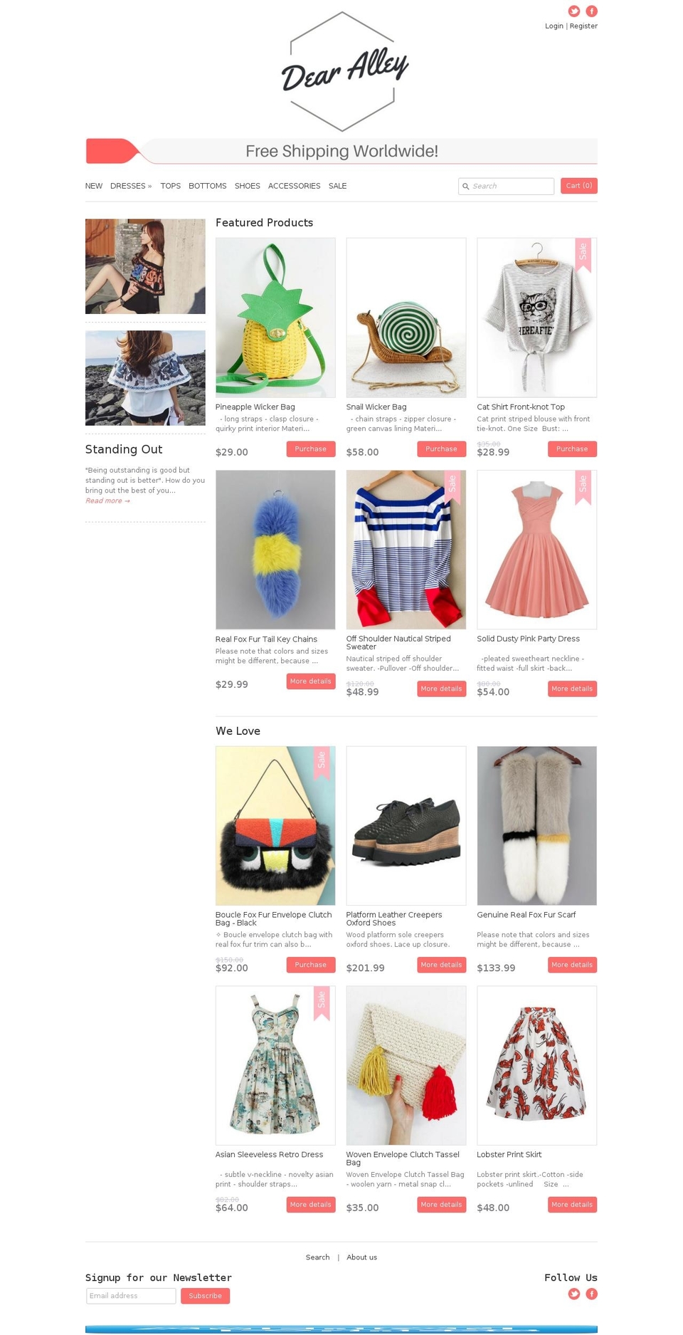 dearalley.com shopify website screenshot