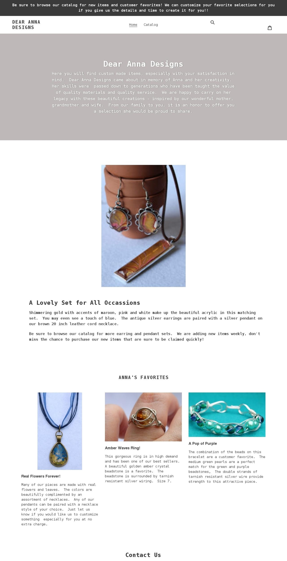 dearannadesigns.com shopify website screenshot