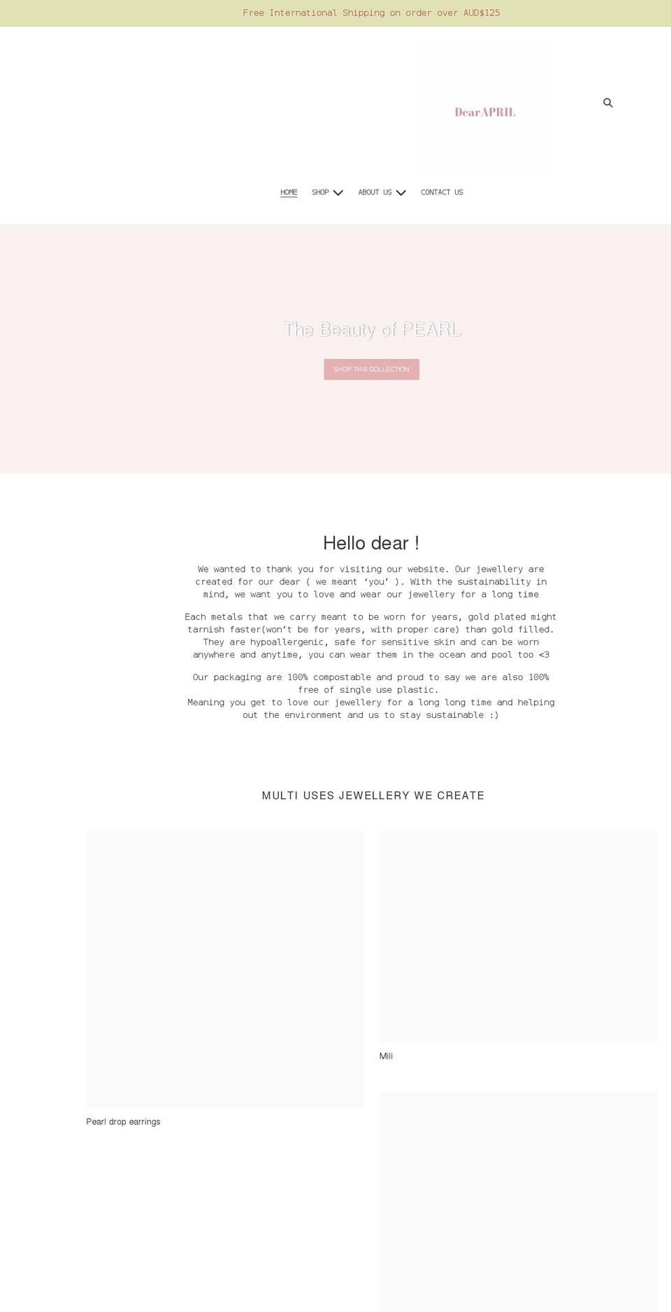 dearapril.com shopify website screenshot