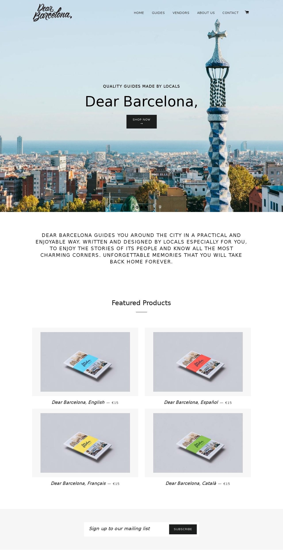 dearbarcelona.com — Shopify storefront screenshot
