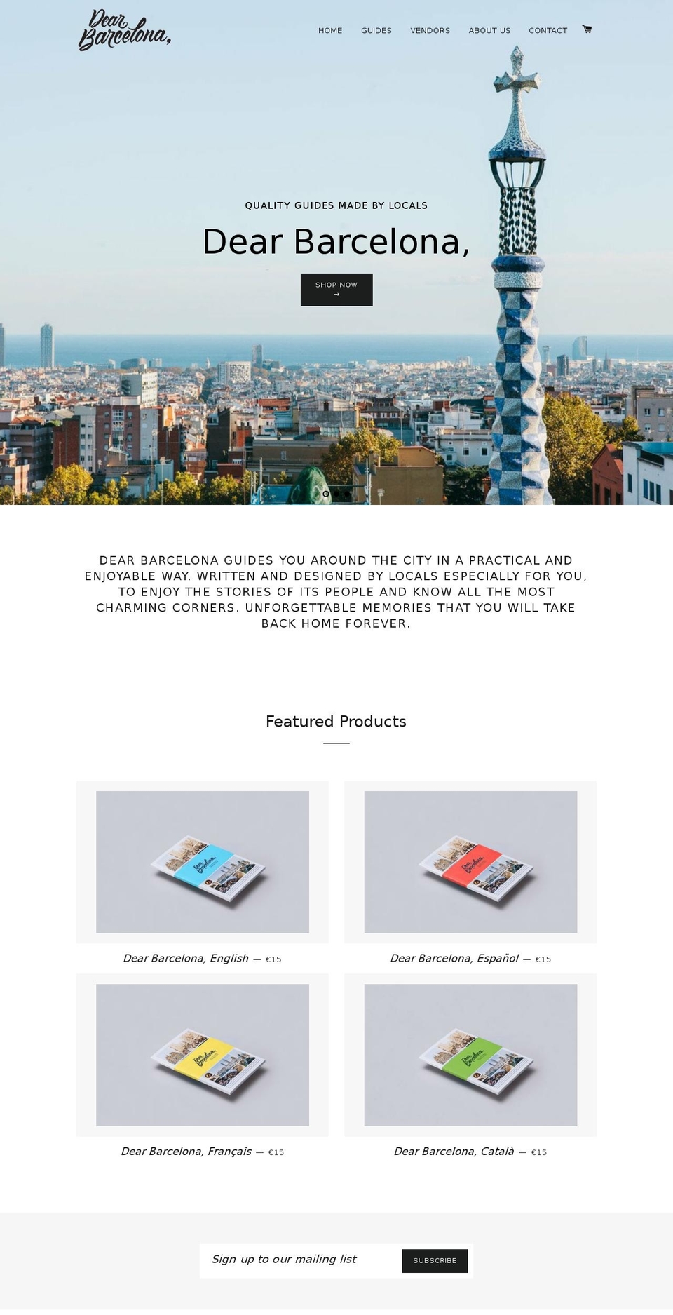 dearbarcelona.es shopify website screenshot