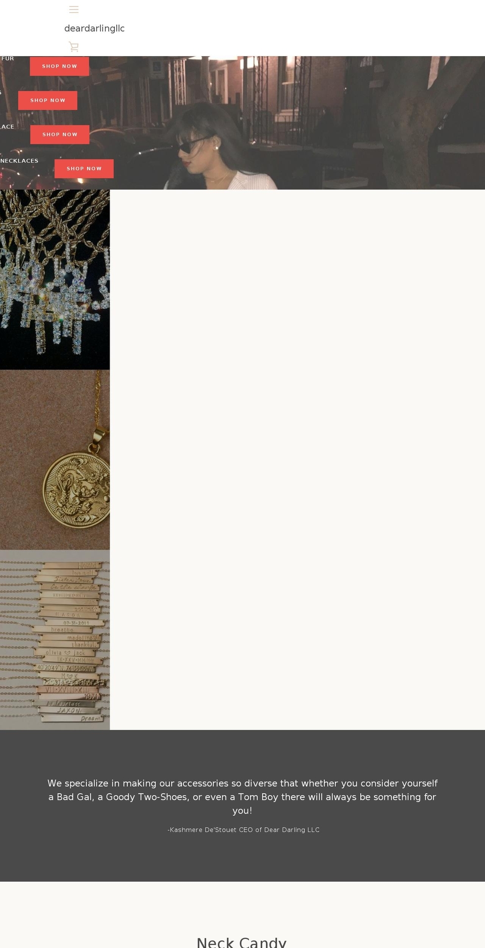 deardarlingllc.com — Shopify storefront screenshot