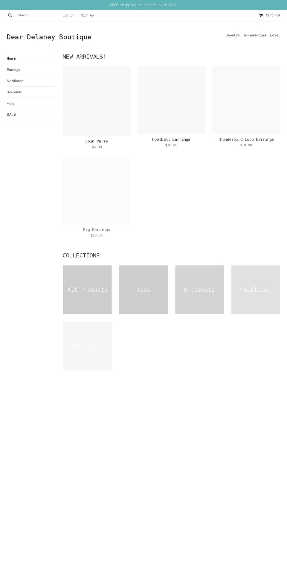 deardelaneyboutique.com shopify website screenshot